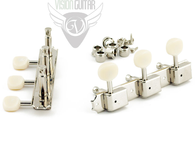 Kluson Traditional Nickel Single Line Oval Tuner Set | Vision Guitar