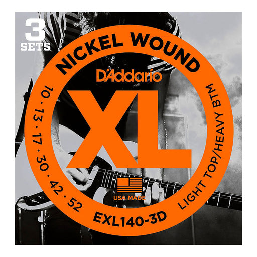 D'Addario EXL140-3D Guitar Strings 10-52 Nickel Wound LT Top/Hvy Bottom (3-Pack)