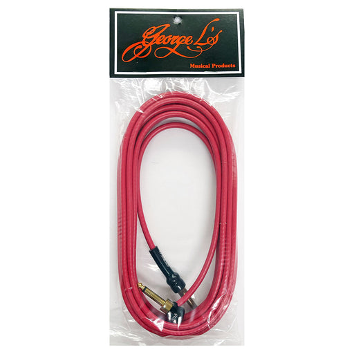 20' George L'S .225 Guitar Bass Cable Red w/Right Angle Brass Plug