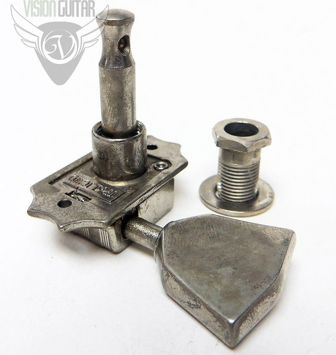 TonePros TPKMB3-AN AGED Nickel Kluson Tuners 3+3 10mm - Matching Metal Button