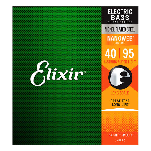 Elixir 14002 Nanoweb Electric Bass Guitar Strings 40-95 Super Light Long Scale