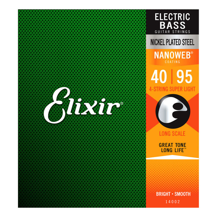 Elixir 14002 Nanoweb Electric Bass Guitar Strings 40-95 Super Light Long Scale