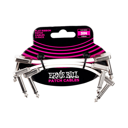 Ernie Ball 3" Flat Ribbon Patch Cable 3-Pack White P06384