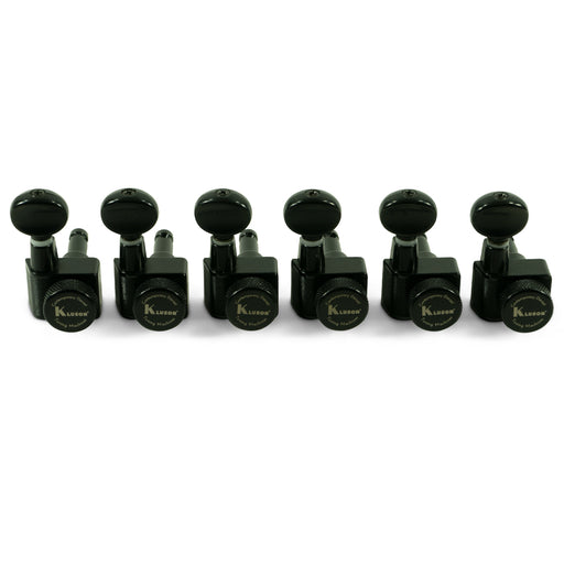 Kluson 6IL Locking Modern 2-Pin Staggered Tuning Machines Black KCDFL-6BX-B