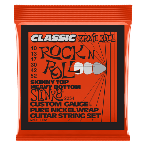 Ernie Ball P02254 Skinny Top Heavy Bottom Slinky Classic Rock N Roll Pure Nickel Wrap 10-52