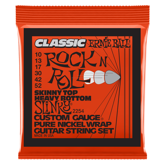 Ernie Ball P02254 Skinny Top Heavy Bottom Slinky Classic Rock N Roll Pure Nickel Wrap 10-52