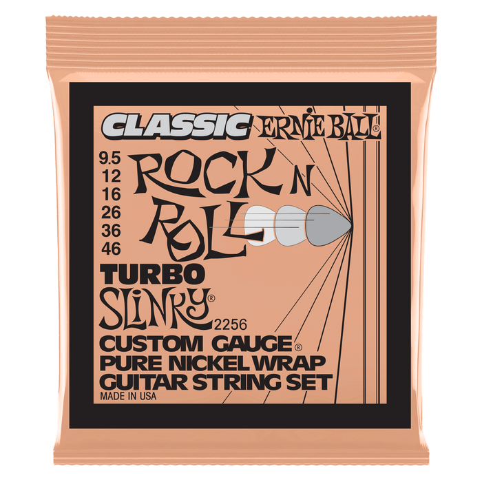 Ernie Ball P02256 Turbo Slinky Classic Rock N Roll Pure Nickel Wrap 9.5-46