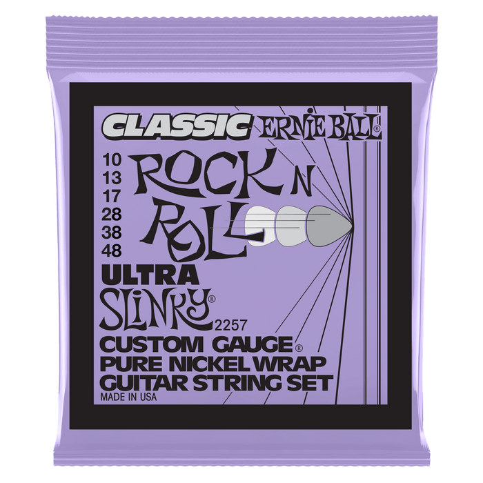Ernie Ball P02257 Ultra Slinky Classic Rock N Roll Pure Nickel Wrap 10-48