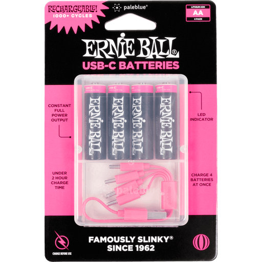 Ernie Ball USB-C Rechargeable AA Battery By Paleblue 4-Pack P09643