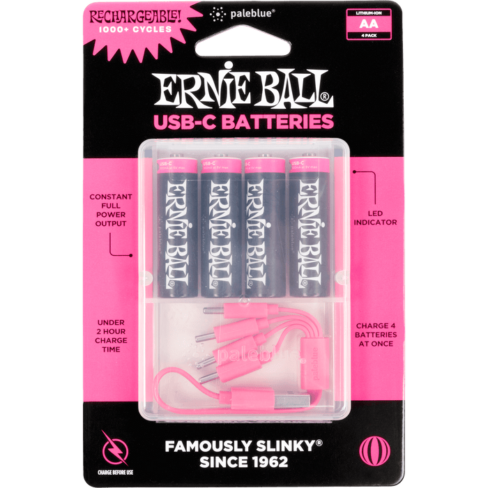 Ernie Ball USB-C Rechargeable AA Battery By Paleblue 4-Pack P09643