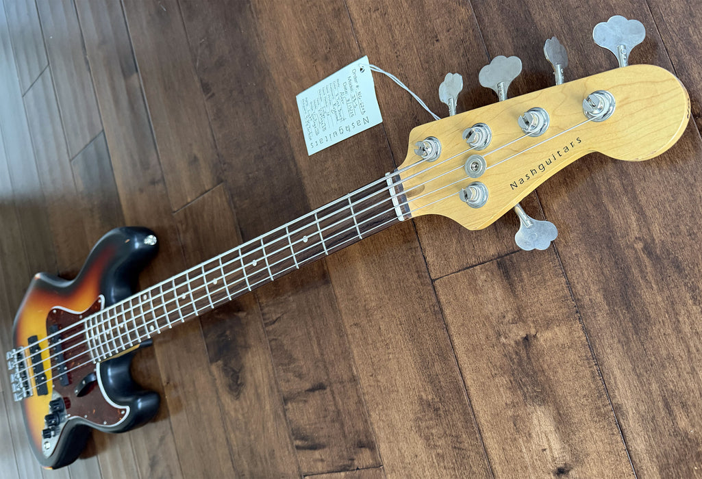 Nash Bass Model JB-5 3-Tone Sunburst 5-String Lollar Pickups NG6208