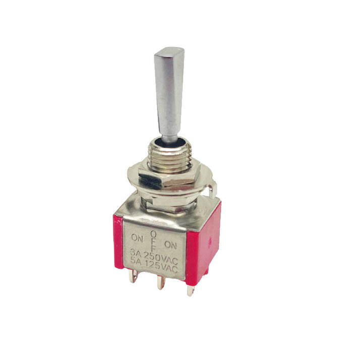 On-On-On DPDT Mini Switch Flat Bat Chrome EP-0080-010