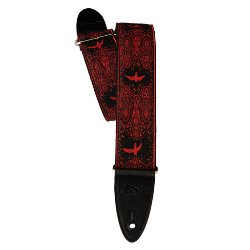 PRS 2" Guitar Strap Custom Jacquard Birds Fleur Red 113504:016