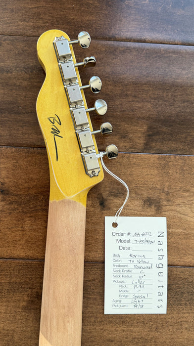 Nash Guitars Model T-63 P90 Neck Korina/TV Yellow Rosewood Neck NG6542