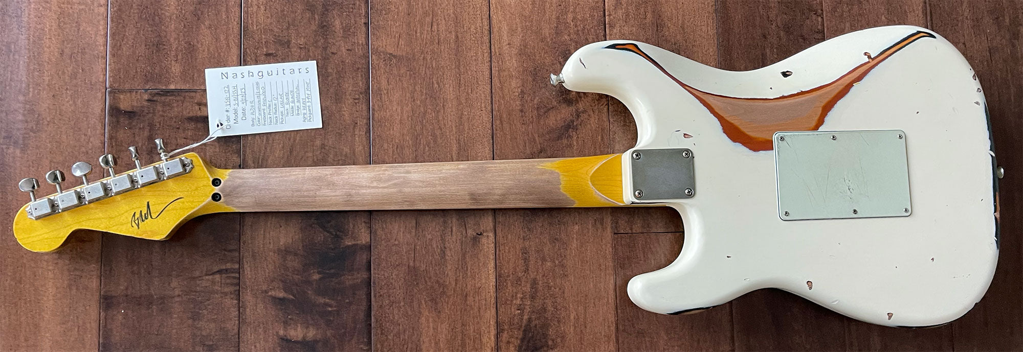 Nash Guitars Model S-81/HSS Olympic White Over Sunburst Rosewood Neck VSN122