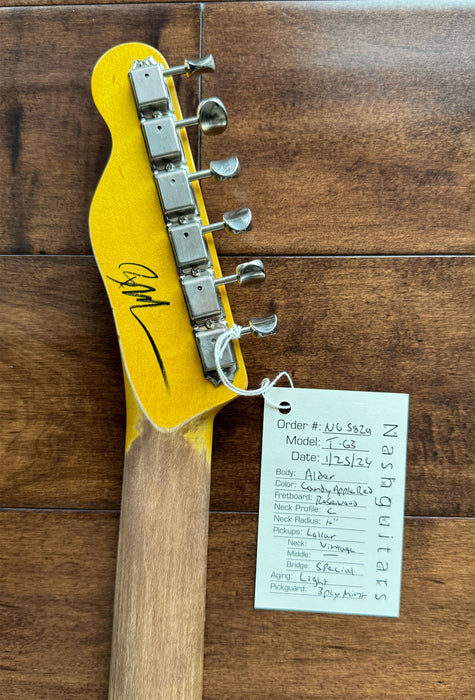 Nash Guitars Model T-63 Humbucker Neck Candy Apple Red Rosewood Neck NG5829