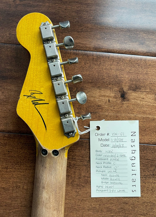 Nash Guitars Model S-81/HSS Fiesta Red Over Sunburst Maple Neck VSN121