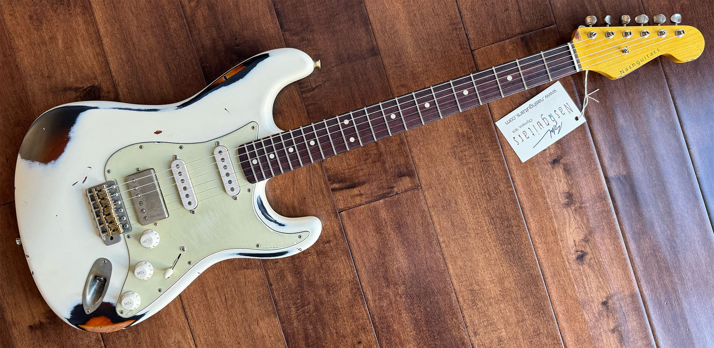Nash Guitars Model S-63 HSS Olympic White Over 2-Tone Rosewood Neck VSN144