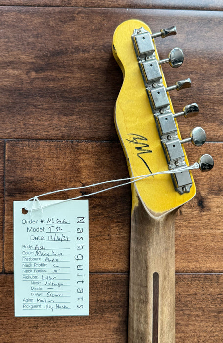 Nash Guitars Model T-52 Aged Mary Kay White Nitro Maple Neck NG5950