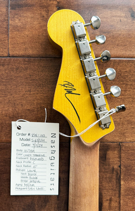 Nash Guitars Model S-63 HSS Candy Tangerine Lollar Pickups Rosewood Neck VSN135