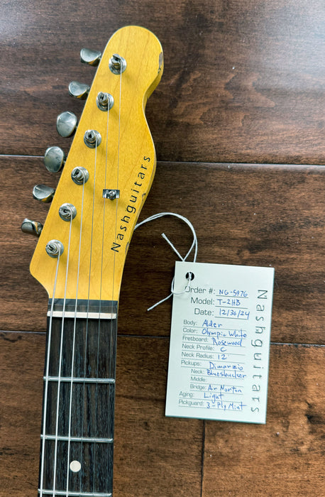 Nash Guitars Model T-2HB Humbucker Pickups Olympic White Rosewood Neck NG5976