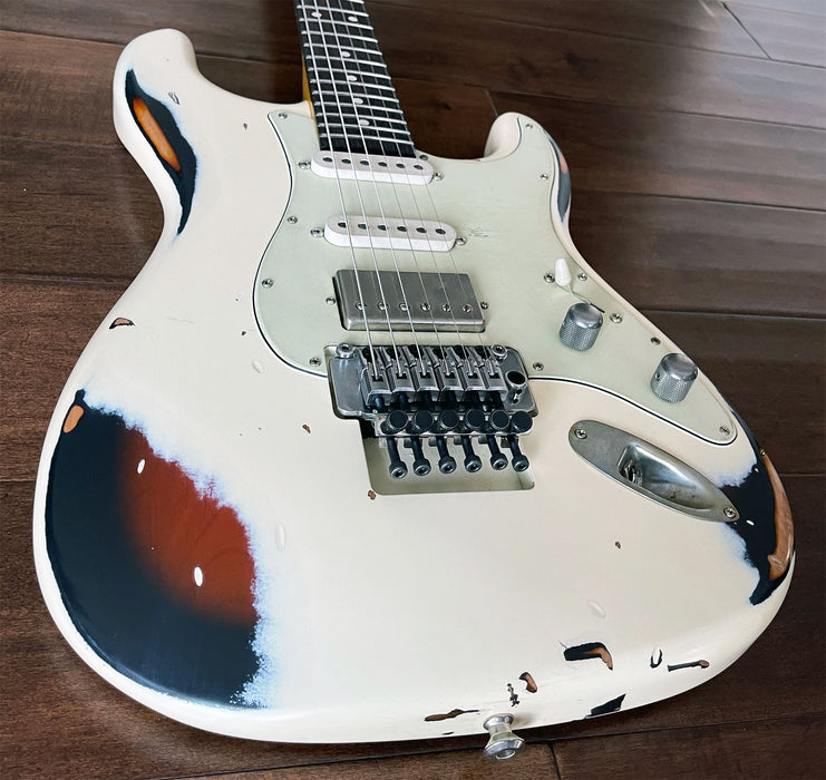 Nash Guitars Model S-81/HSS Olympic White Over Sunburst Rosewood Neck VSN122