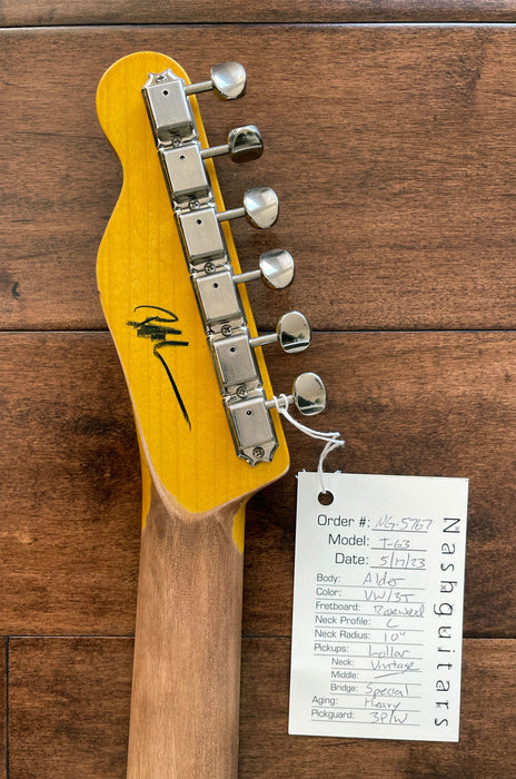 Nash Guitars Model T-63 Vintage White Over Sunburst Rosewood Neck NG5767