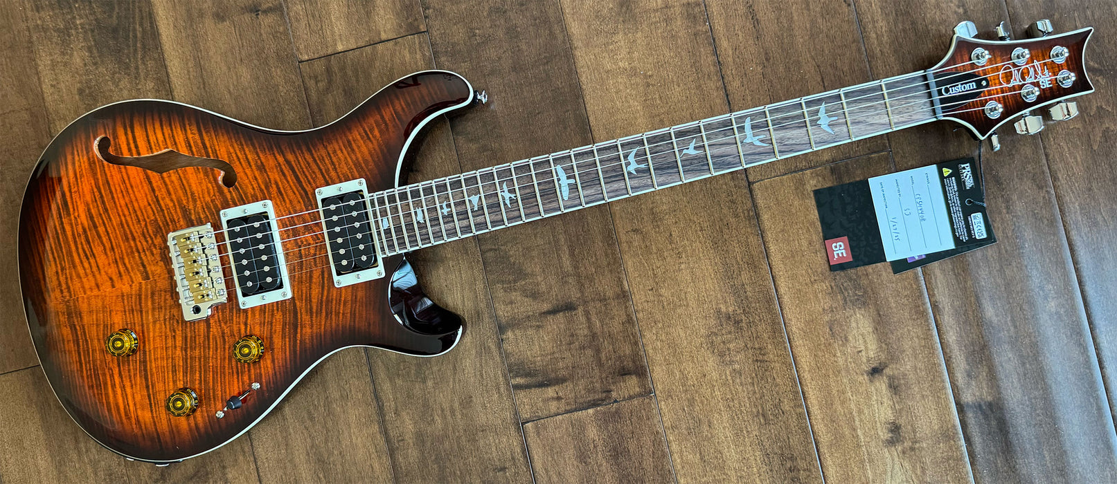 PRS SE Custom 24 Semi-Hollow Piezo Orange Tiger Smokeburst CTIG086470