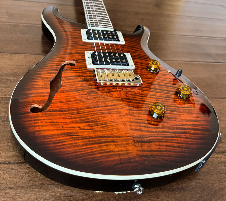 PRS SE Custom 24 Semi-Hollow Piezo Orange Tiger Smokeburst CTIG086470