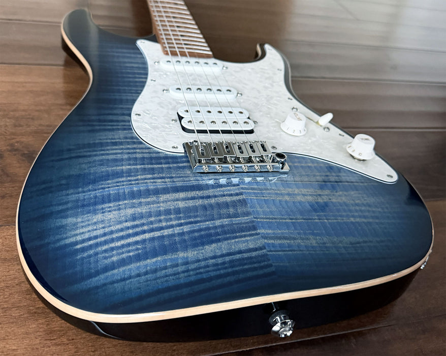 Suhr Standard Plus Faded Trans Whale Blue Burst Roasted Maple Neck SSCII 88767