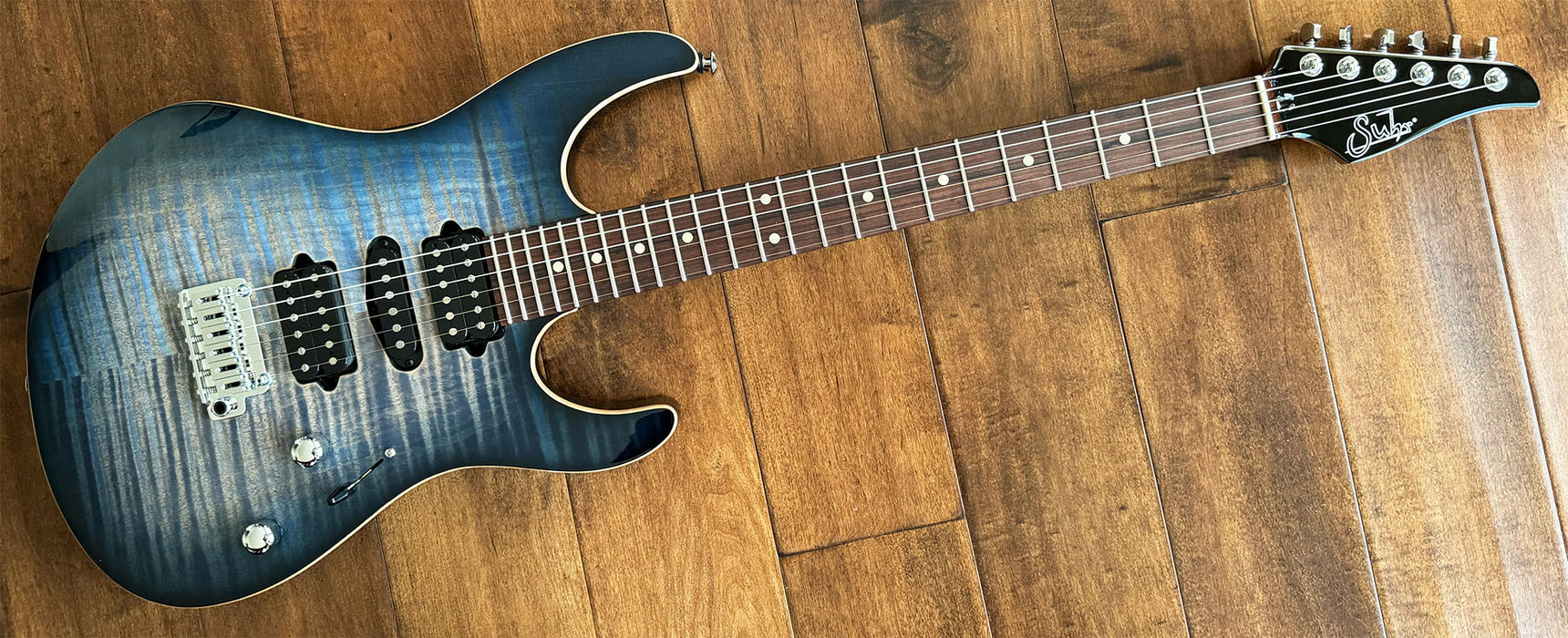 Suhr Modern Plus HSH Trans Whale Blue Burst Roasted Maple Pau Ferra Neck 76778