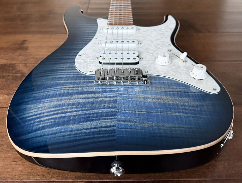 Suhr Standard Plus Faded Trans Whale Blue Burst Roasted Maple Neck SSCII 88767