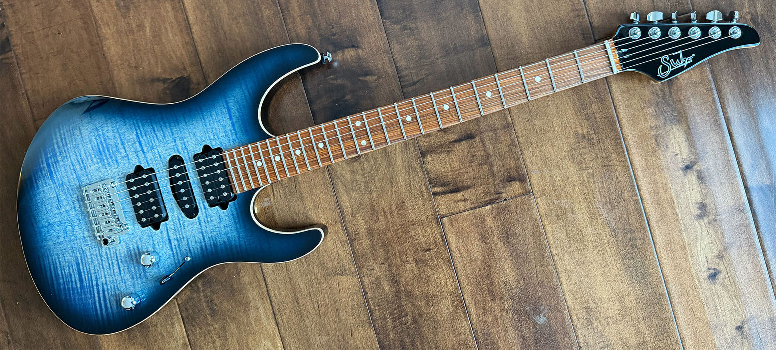 Suhr Modern Plus HSH Faded Trans Whale Blue Burst Pau Ferro 90895