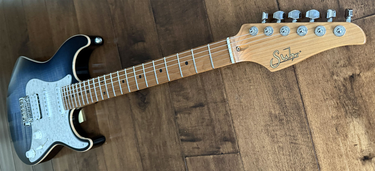 Suhr Standard Plus Faded Trans Whale Blue Burst Roasted Maple Neck SSCII 88767