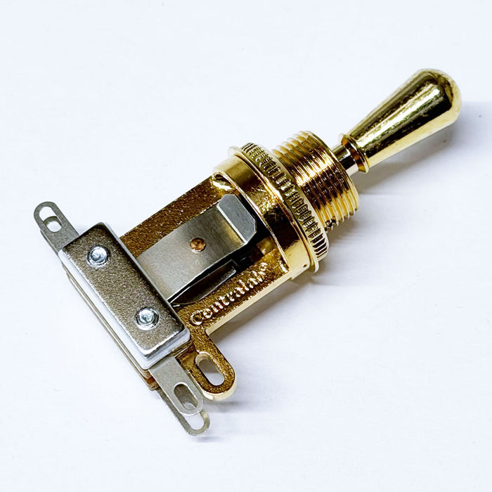 Centralab 3-Position Short Frame Toggle Switch Gold w/Gold Tip