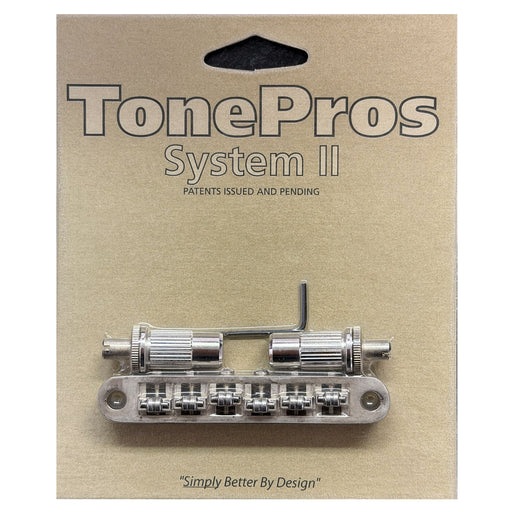 TonePros Metric Locking Tune-O-Matic Bridge w/ Roller Saddles Aged Nickel TPFR-AN