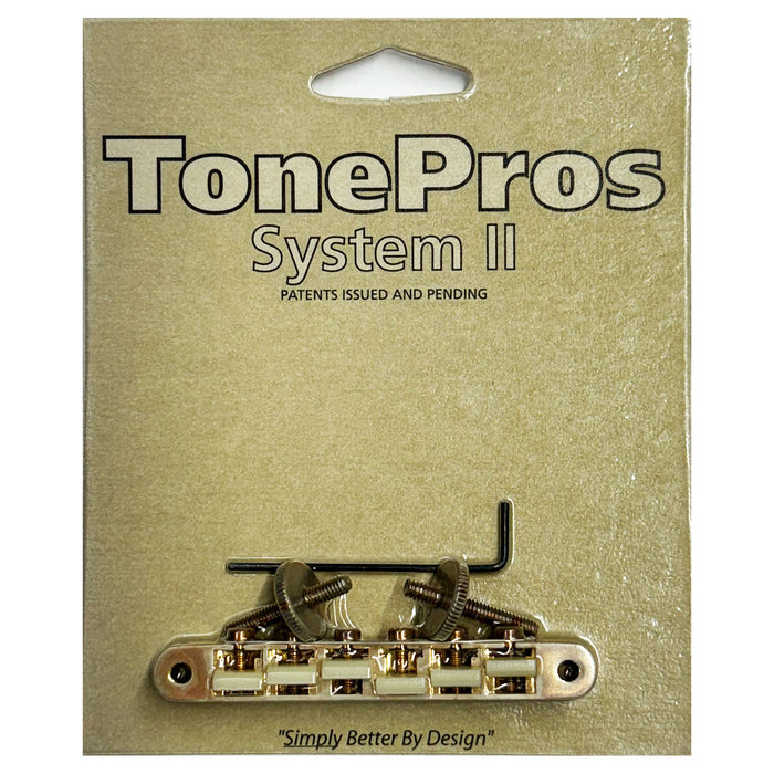 TonePros AVR2G-AG Aged Gold ABR1 Replacement Tune-O-Matic Bridge Nylon 66 Saddles