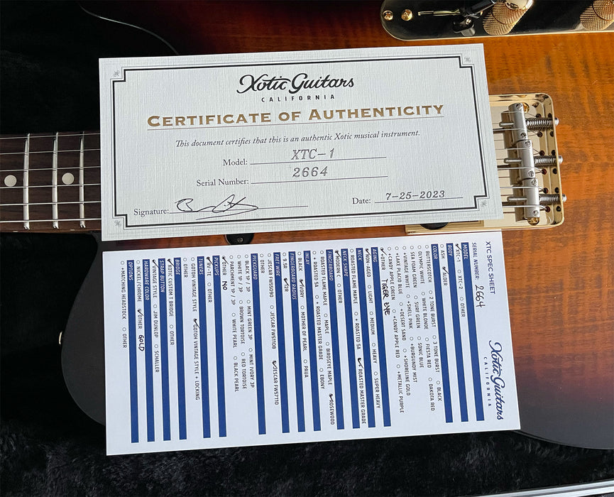 Xotic California Classic XTC-1 Electric Guitar Tiger Eye Burst 2664