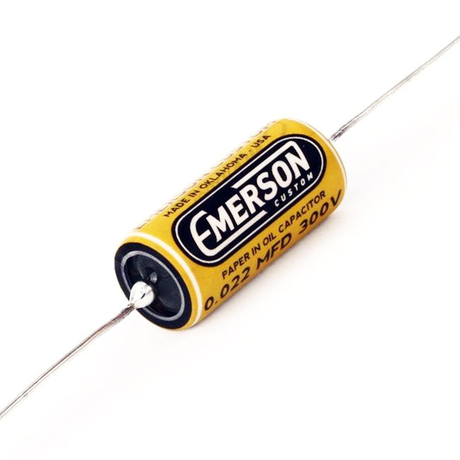 Emerson Custom .022 300v Paper In Oil Tone Capacitor Yellow Graphics