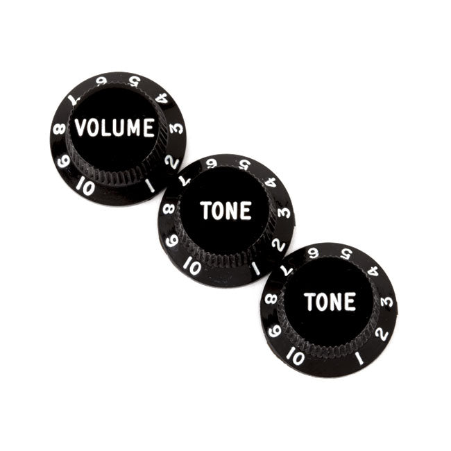 Fender USA Stratocaster Black Volume Tone Knob Set 0991365000