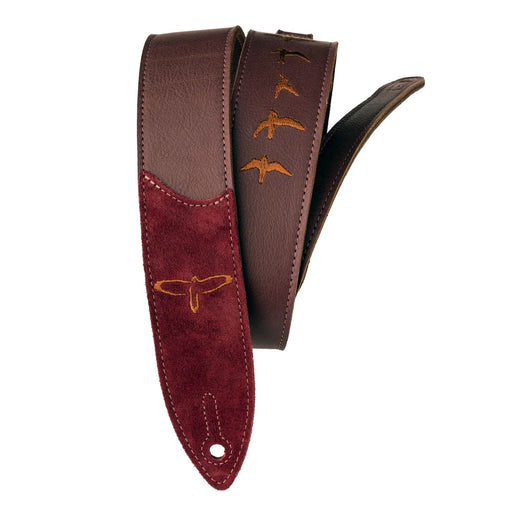 PRS Premium Leather 2" Strap Embroidered Birds Burgundy 102079:009