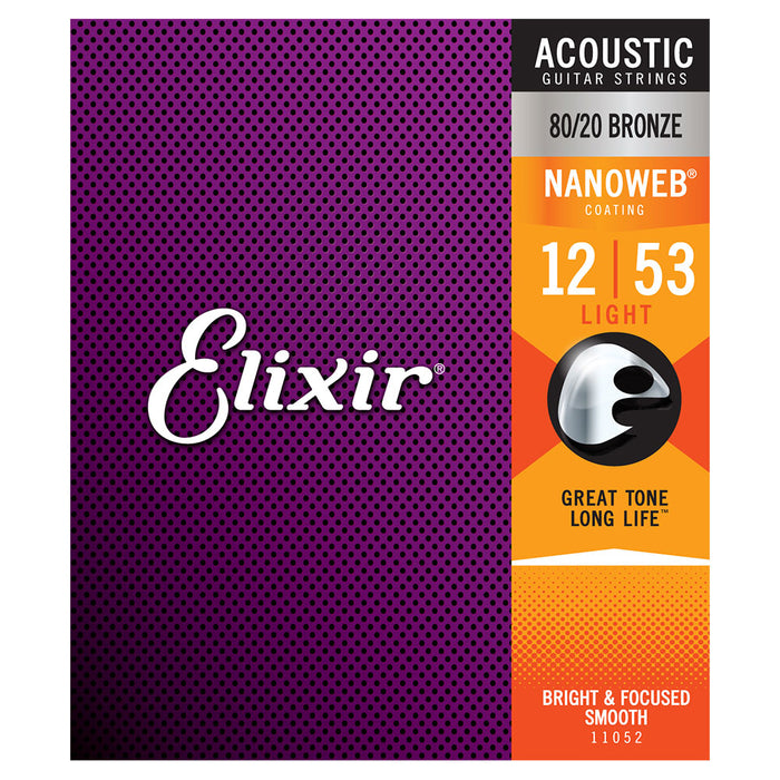 Elixir Light 12-53 Acoustic 80/20 Bronze Strings Nanoweb 11052