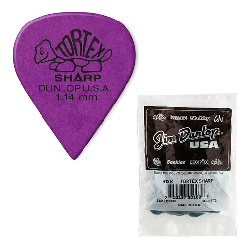 Dunlop 412R1.14 Tortex Sharp Guitar Picks 1.14mm 72-Pack