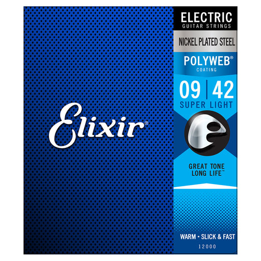 Elixir Super Light 9-42 Electric Nickel Plated Strings Polyweb 12000