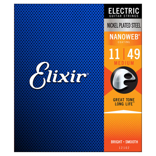 Elixir Medium 11-49 Electric Nickel Plated Strings Nanoweb 12102