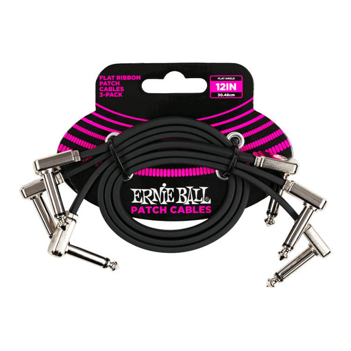 Ernie Ball 12" Flat Ribbon Patch Cable 3-Pack Black P06222
