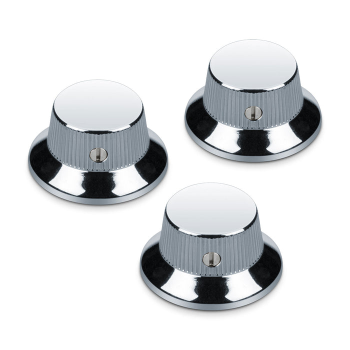 Schaller 6mm Solid Brass Strat Knob Set of 3 Chrome 15010200