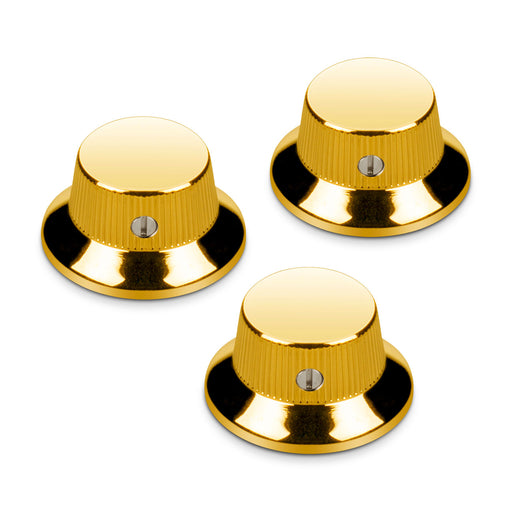 Schaller 6mm Solid Brass Strat Knob Set of 3 Gold 15010500