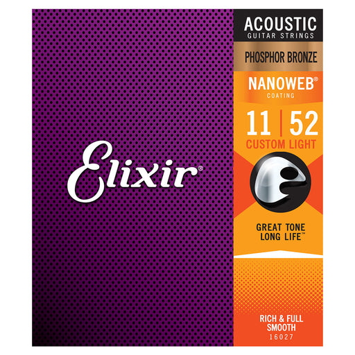 Elixir Strings Acoustic Light 11-52 Phosphor Bronze Nanoweb Coating 16027