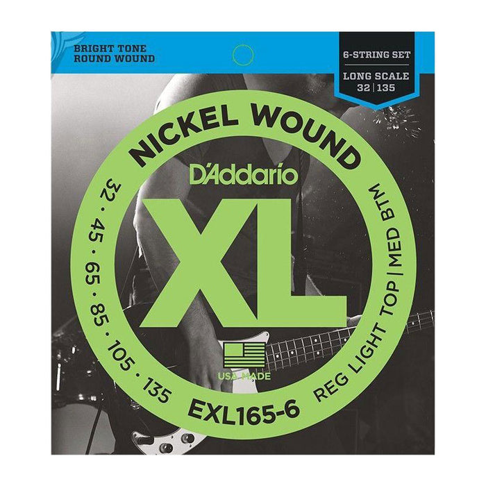 D'Addario Nickel Wound Bass Strings EXL165-6 Long Scale .032 - .135